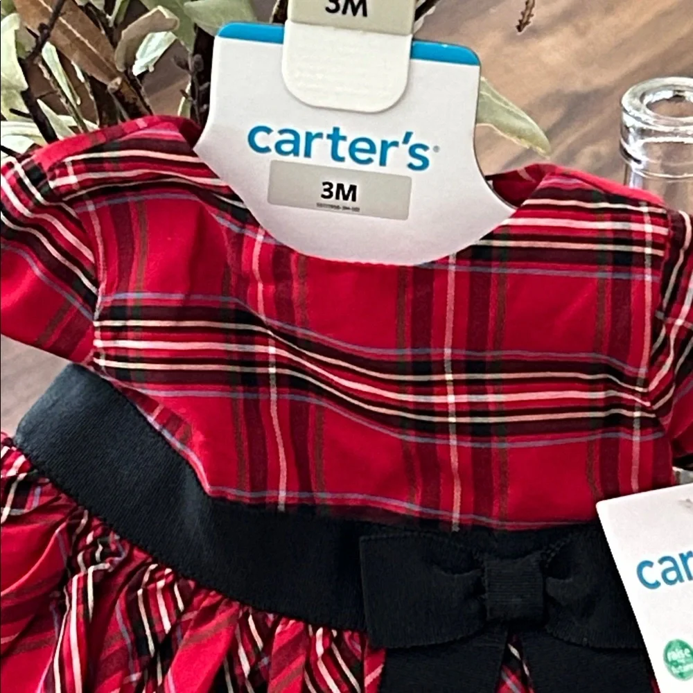 NWT! Baby Girl Carter's Red & Black Plaid Baby Holiday Dress
